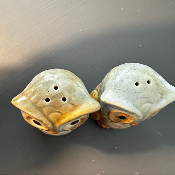 Owl Salt and Pepper Shakers Hand Painted Ceramic Rustic Fall Autumn Decor Colors - Picture 7 of 8